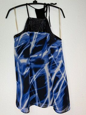 Authentic Icon AI Women's Blue Abstract Halter Top, Size XS